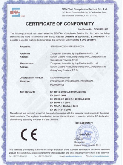 ce certificate of conformity